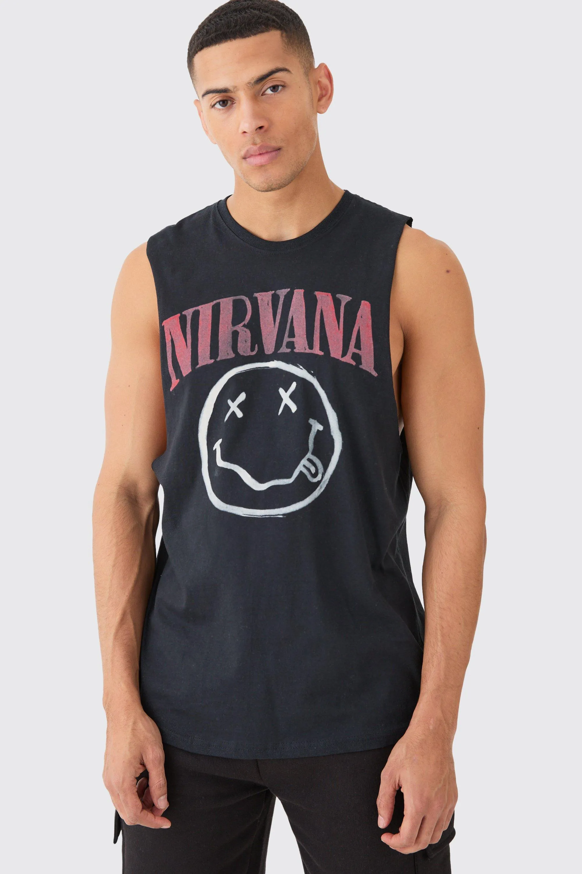 Nirvana License Tank | boohooMAN UK