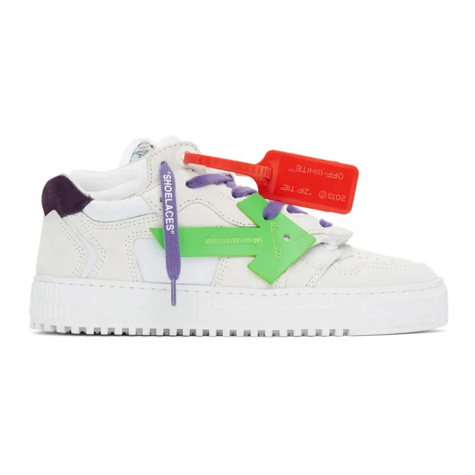 Off-White White and Purple Off Court 3.0 Sneakers