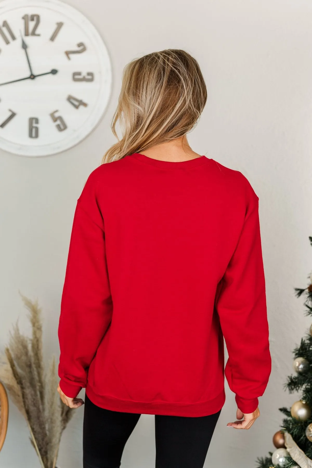 Oh Christmas Tree Graphic Crewneck Pullover- Holiday Red