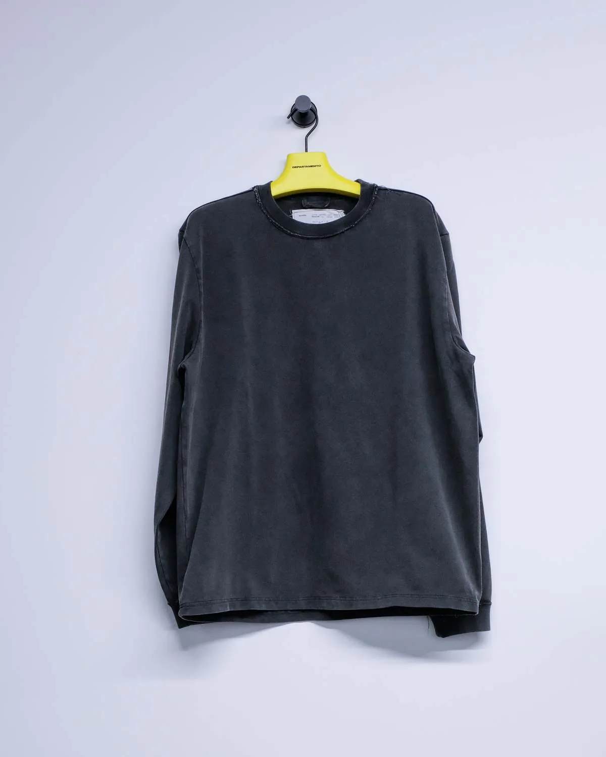 Old Dye Cotton Big Long Sleeve Tee - Black