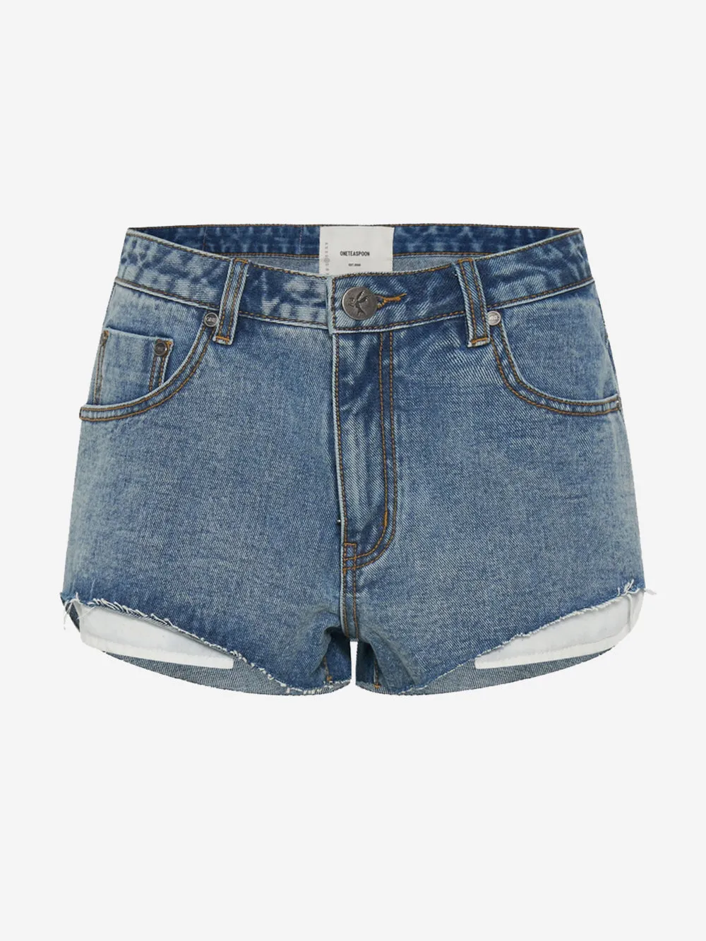 Oneteaspoon - Short in denim a taglio vivo