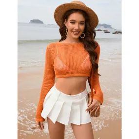 Openwork Long Sleeve Cover-Up
