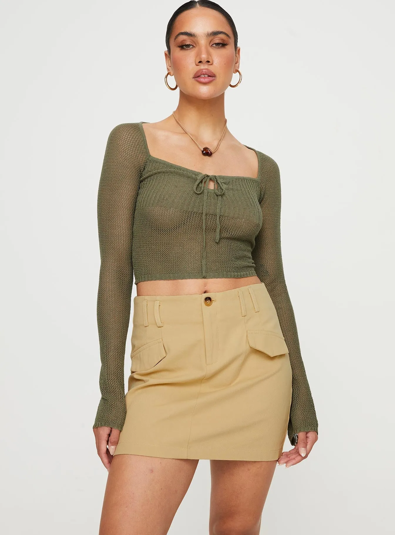 Oritz Cargo Mini Skirt Beige