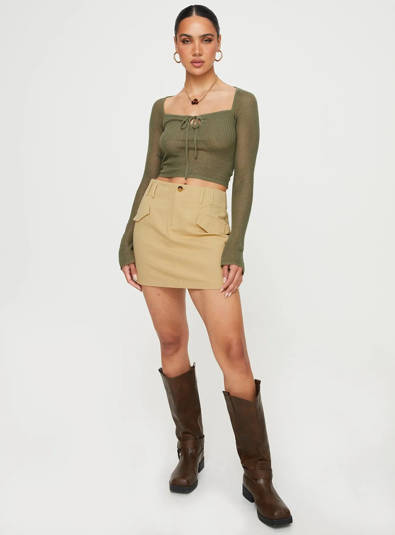 Oritz Cargo Mini Skirt Beige