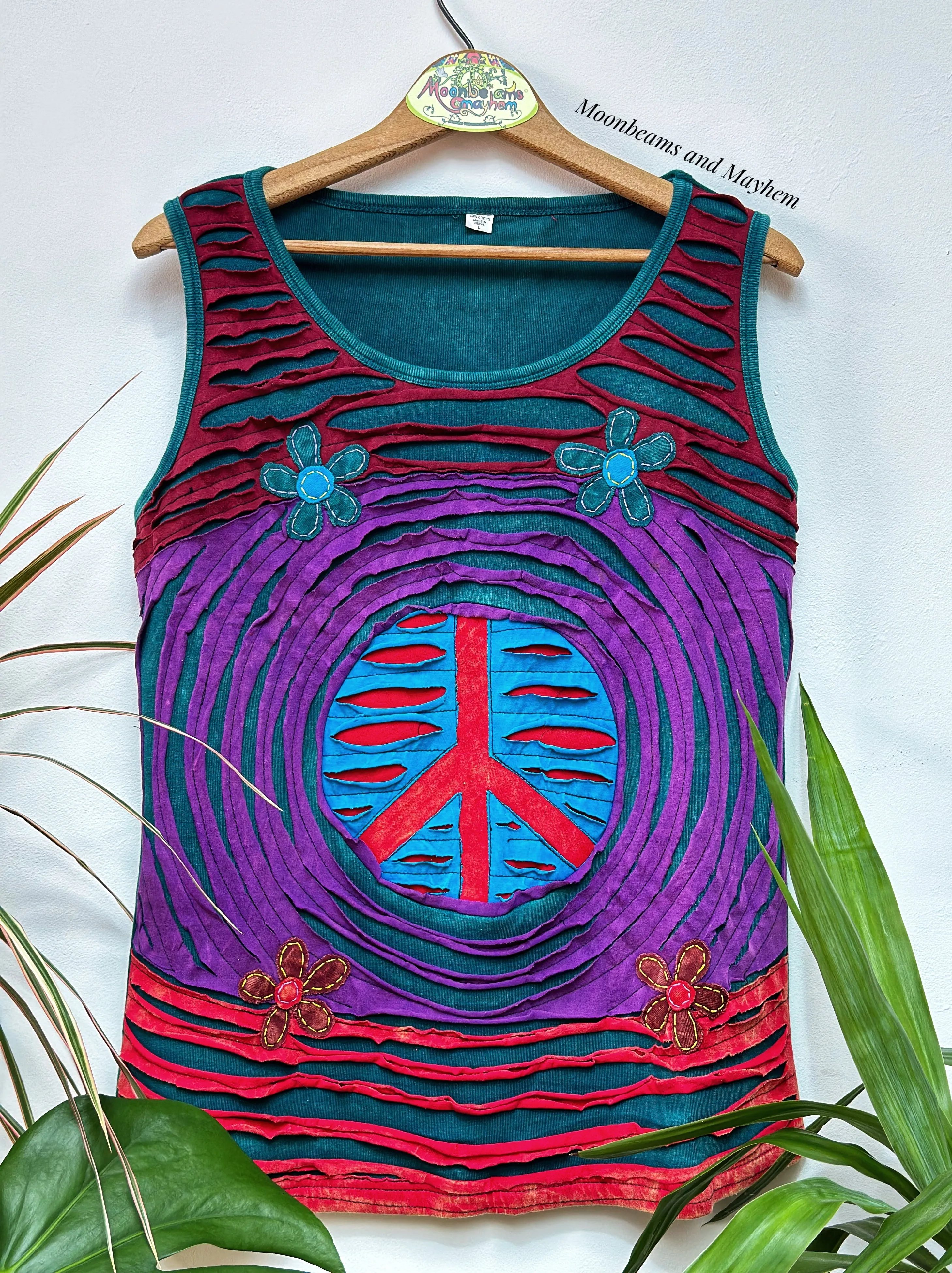 PEACE BLOOMS VEST / TOP  UK SIZE 16 (634PR)