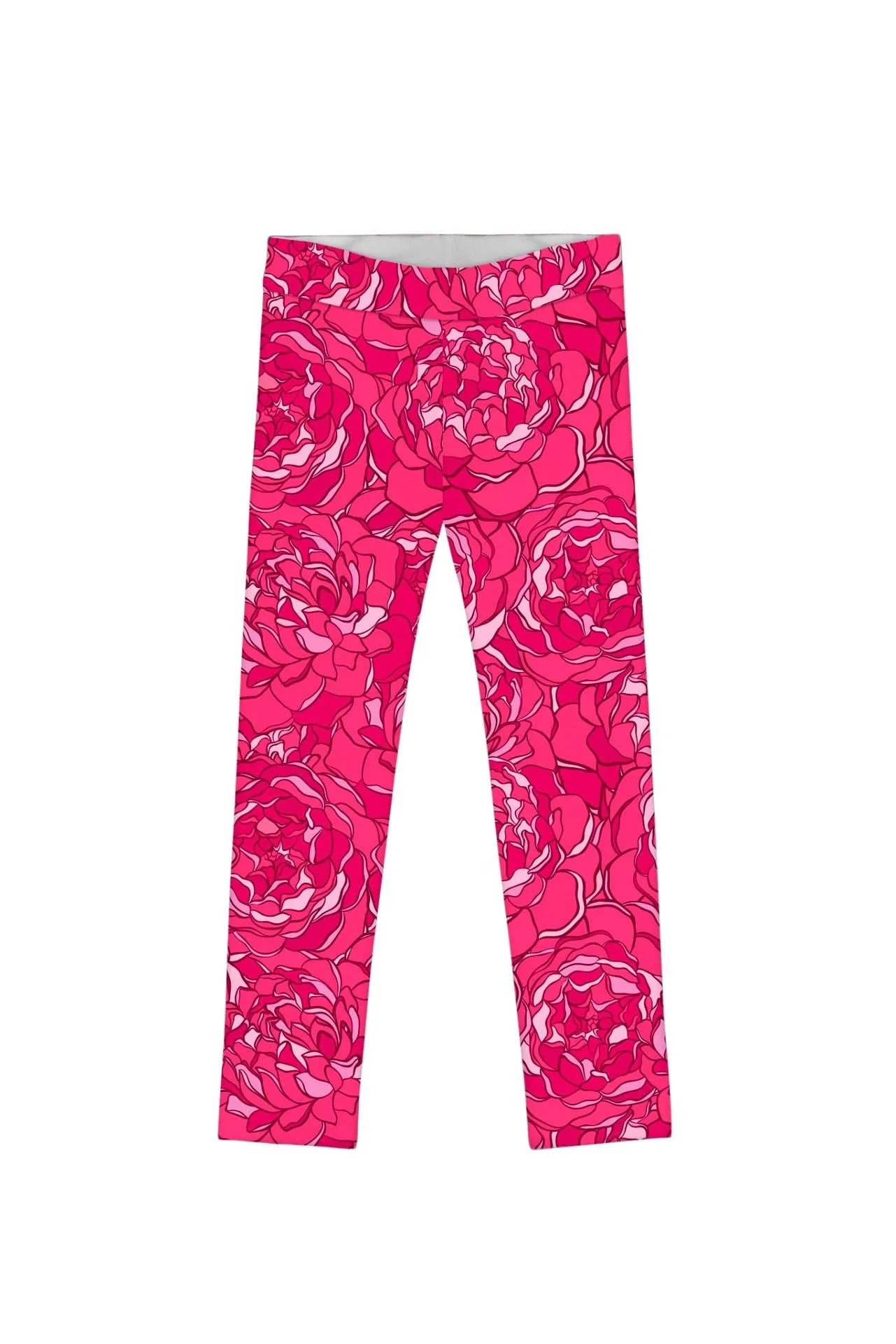 Peony Blaze Lucy Cute Hot Pink Floral Print Leggings - Girls