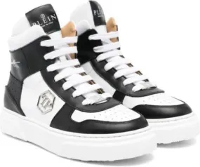 Philipp Plein Junior high-top leather sneakers White