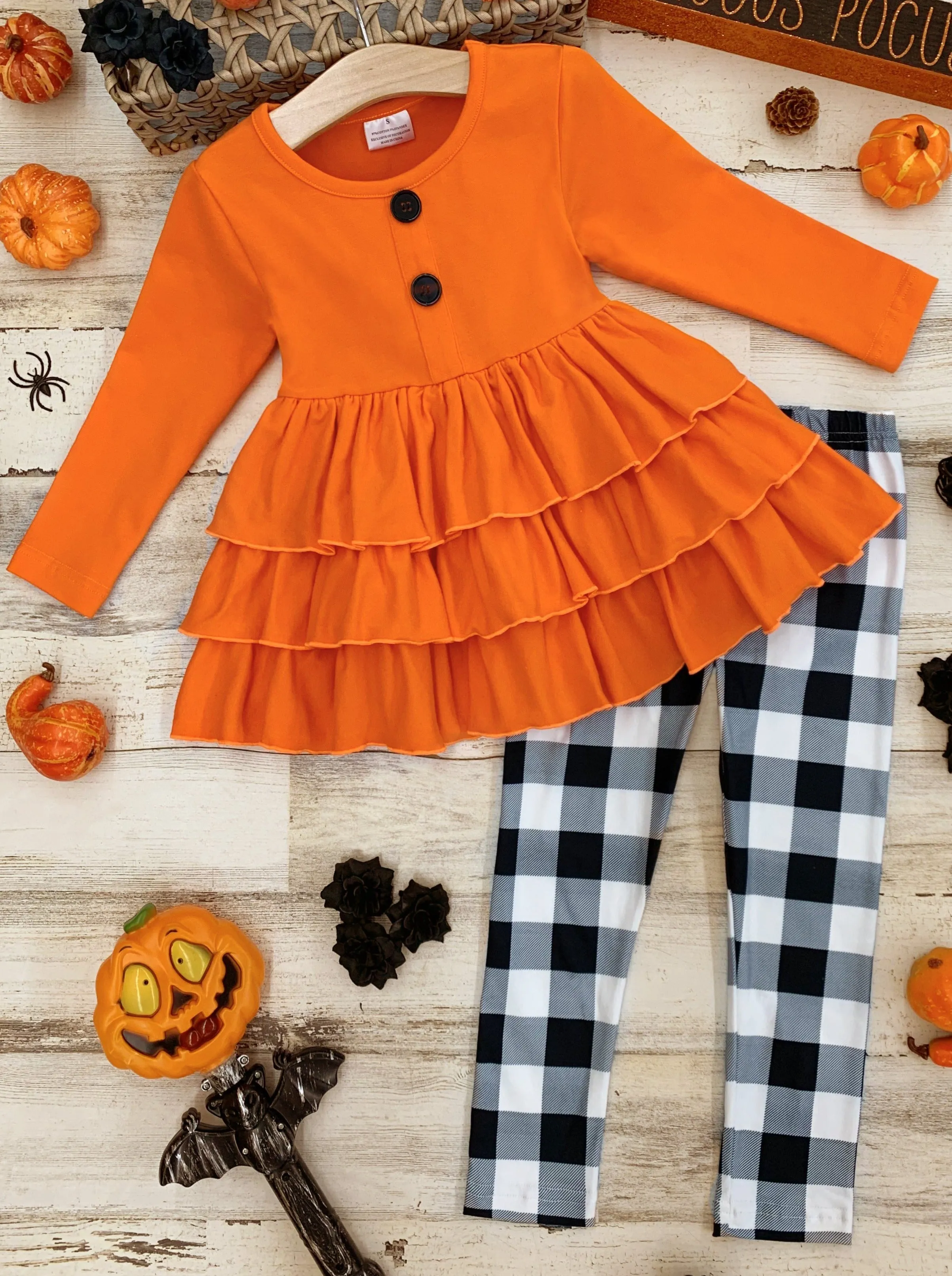 Posh Pumpkin Plaid Legging Set