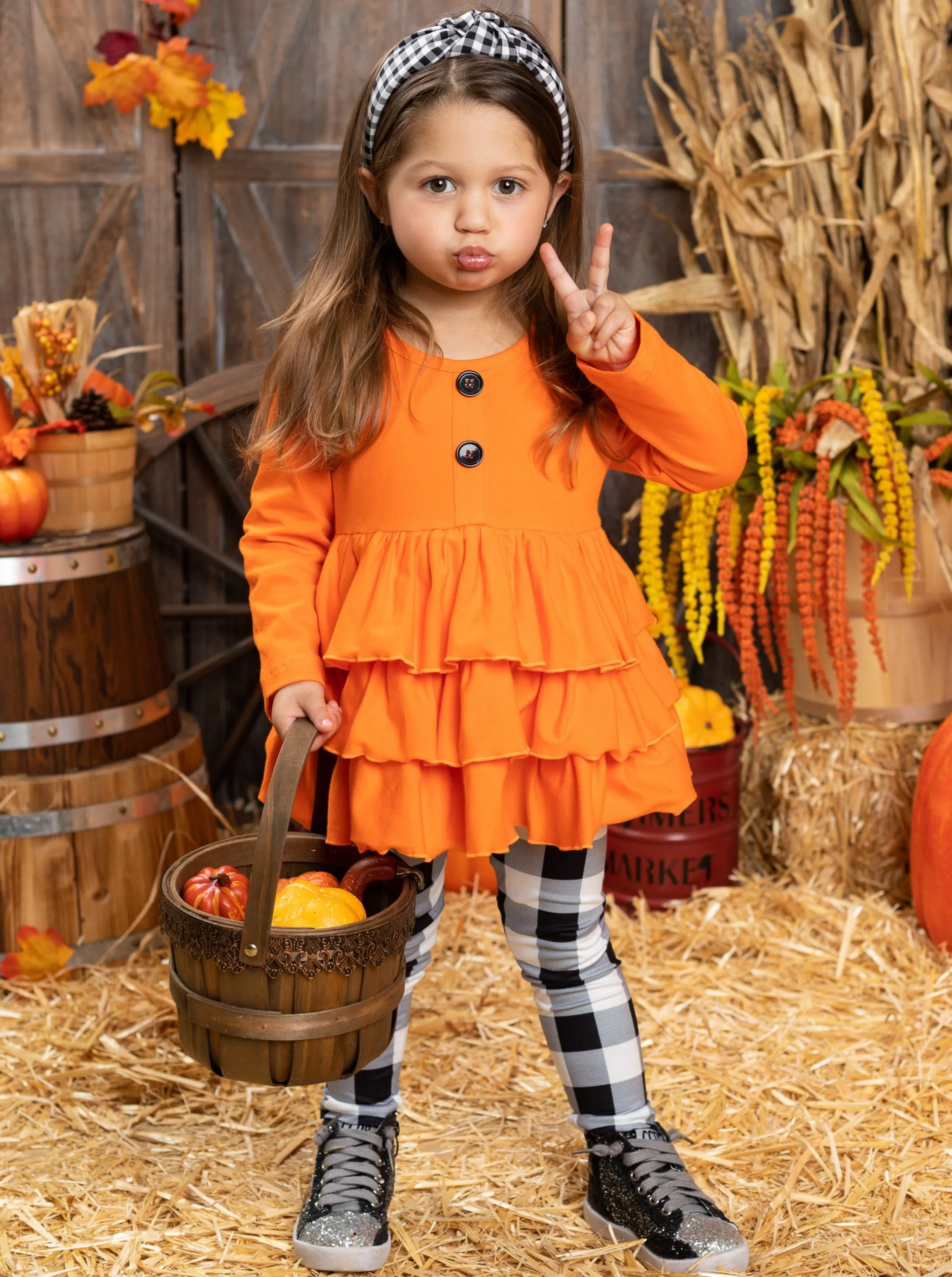 Posh Pumpkin Plaid Legging Set