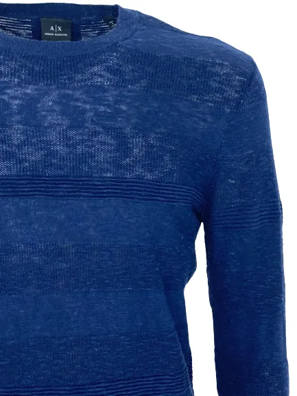 PULLOVER UOMO BLU CON RIGHE IN RILIEVO