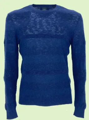 PULLOVER UOMO BLU CON RIGHE IN RILIEVO