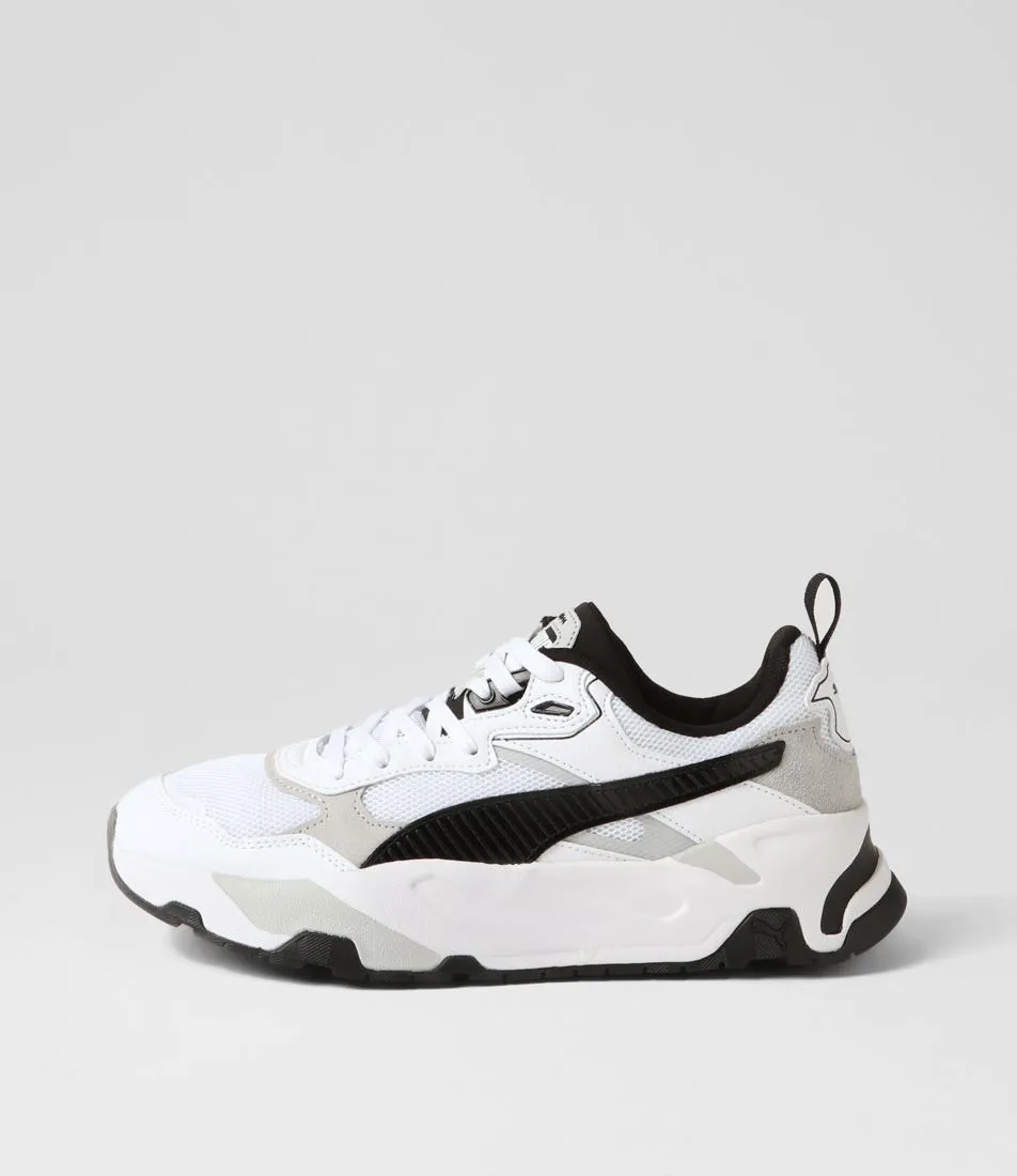 PUMA Trinity White Black Light Grey Leather Sneakers