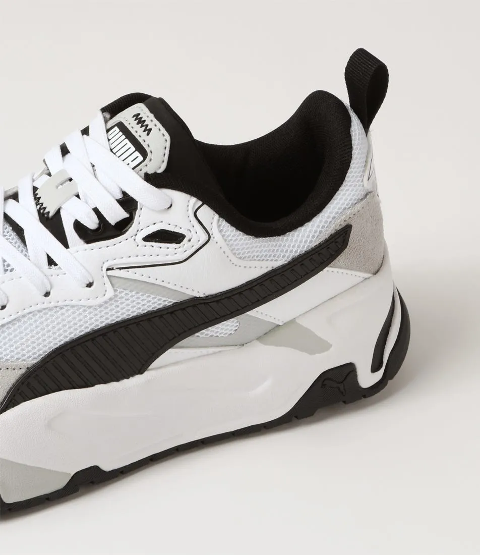 PUMA Trinity White Black Light Grey Leather Sneakers