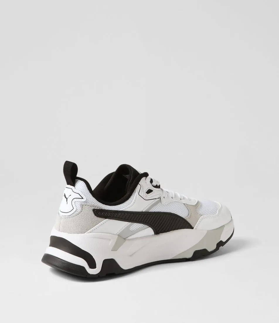 PUMA Trinity White Black Light Grey Leather Sneakers