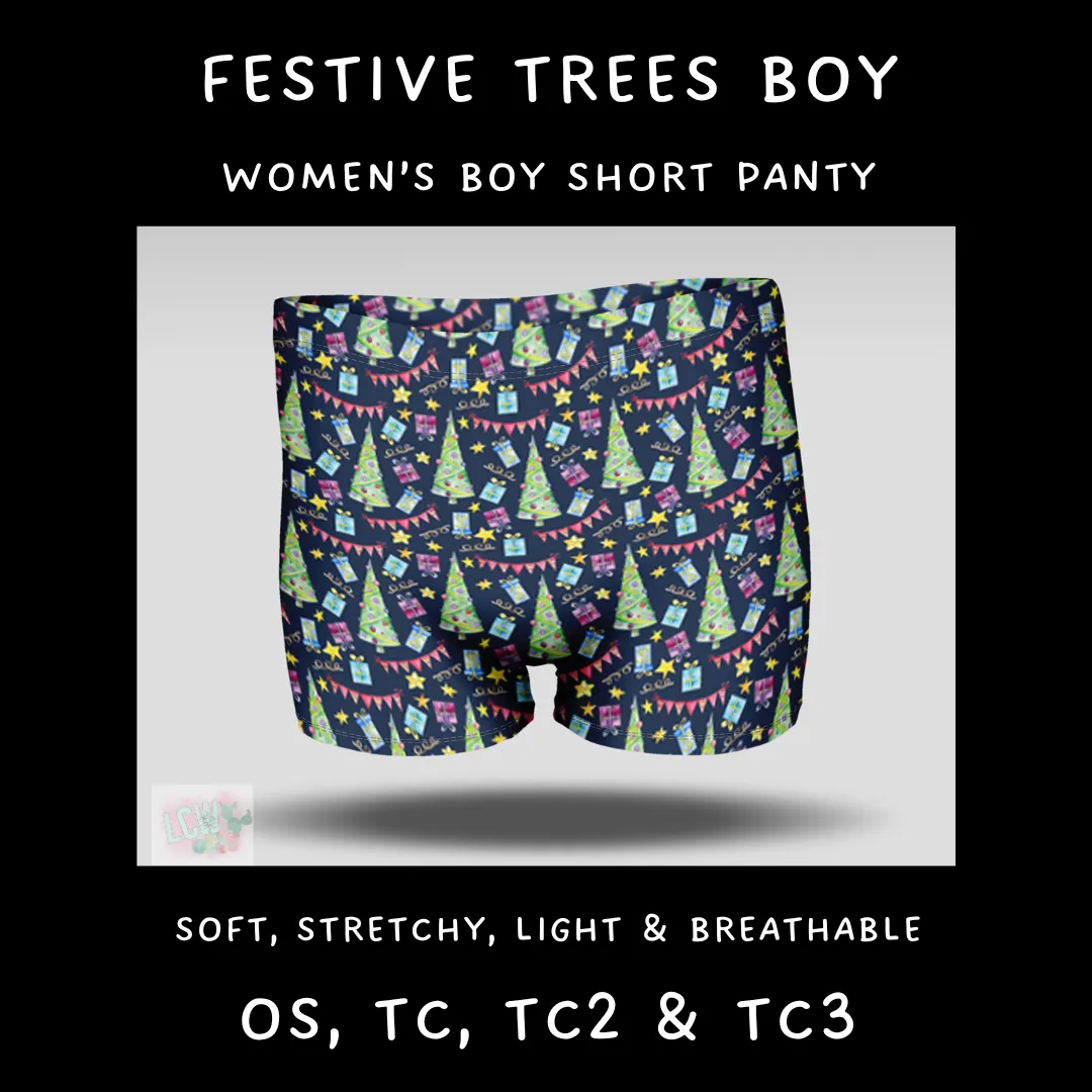 Ready To Ship - Festive Trees Boy Shorts