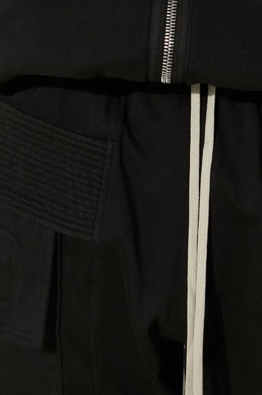 Rick Owens cotton joggers Creatch Cargo Cropped Drawstring black color smooth DU02D2371.RIG