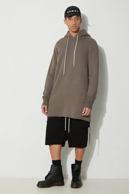 Rick Owens cotton sweatshirt Pullover Hoodie men's brown color DU01D1285.F.34