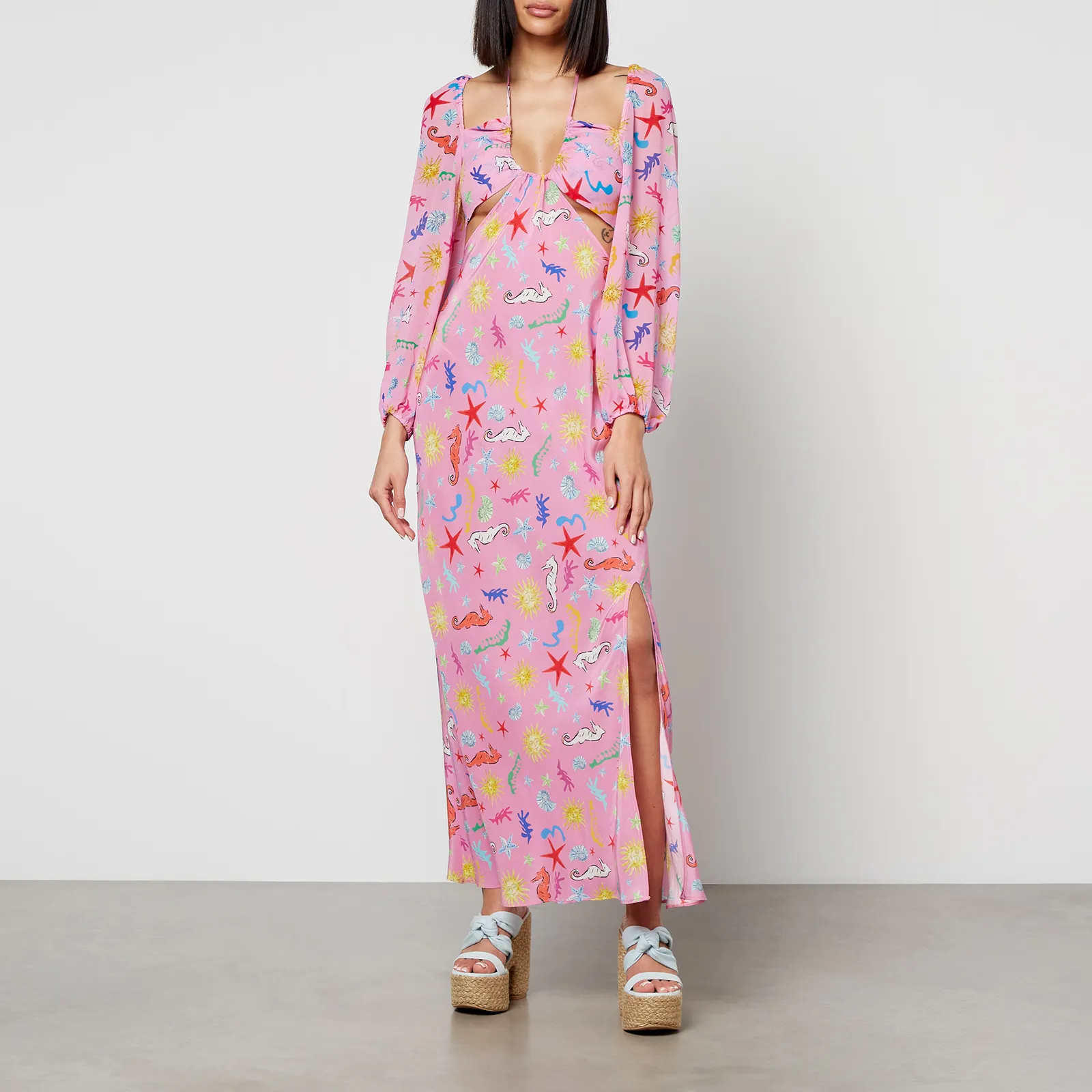 Rixo Kamilla Printed Silk-Chiffon Midi Dress - UK 8 | Coggles