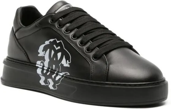 Roberto Cavalli Mirror Snake logo-print leather sneakers Black