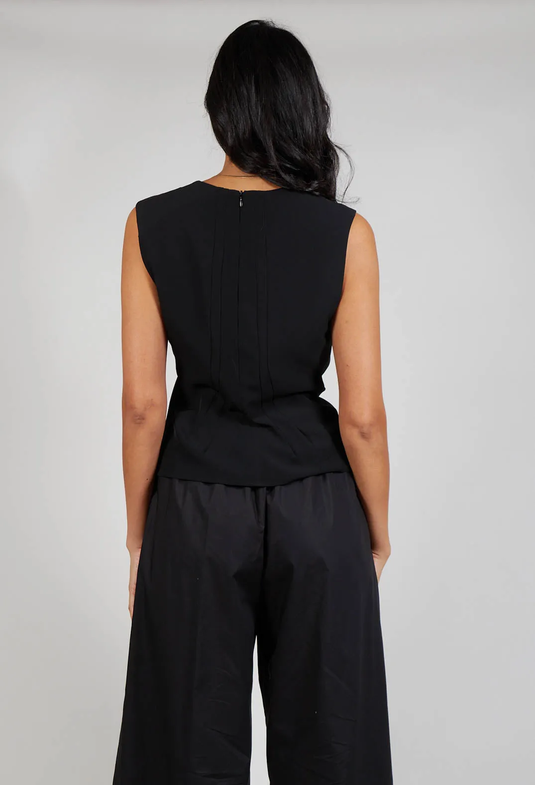 Ruched Vest Top in Black