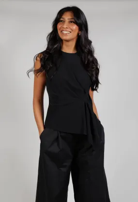 Ruched Vest Top in Black