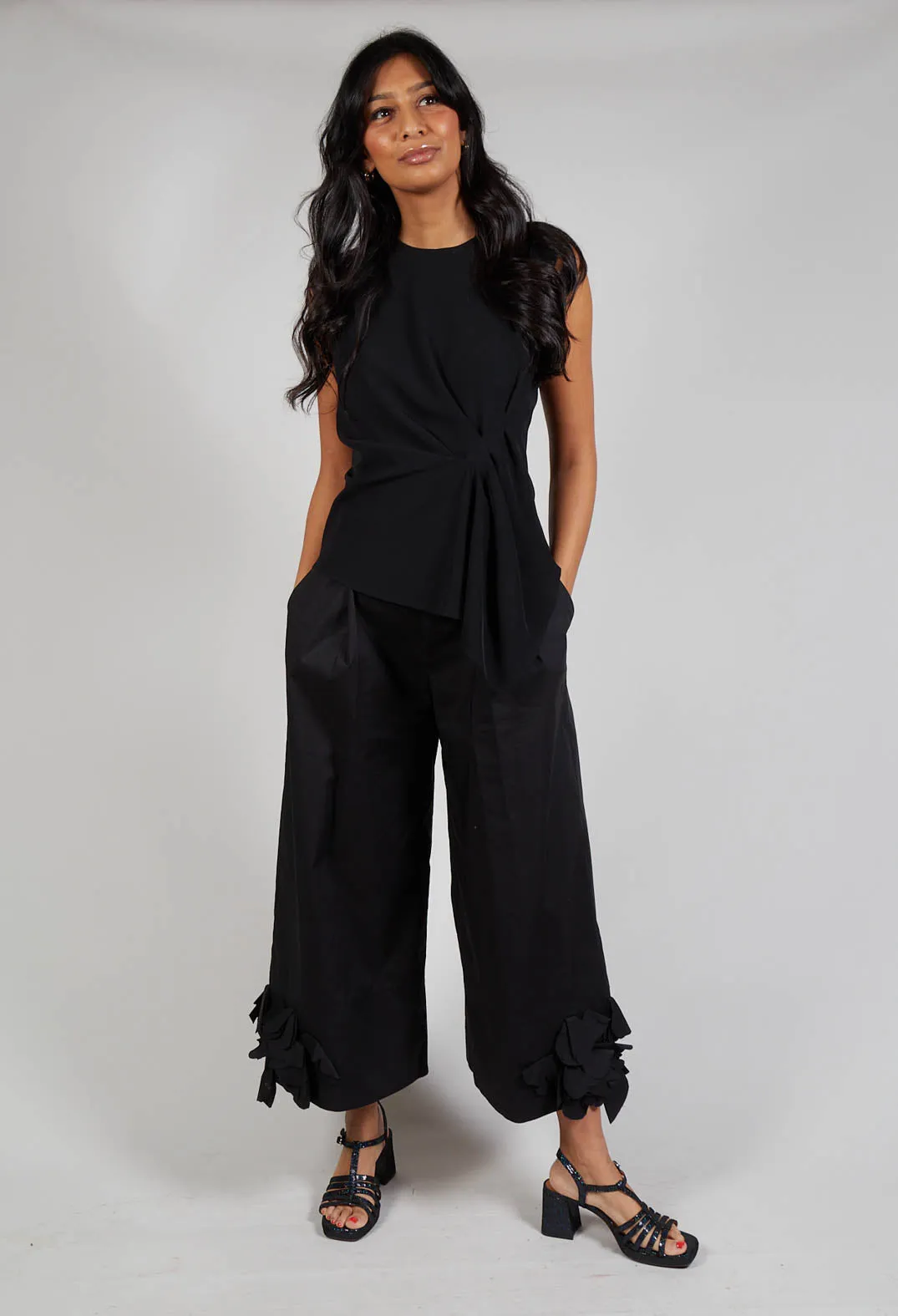 Ruched Vest Top in Black