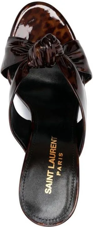 Saint Laurent tortoiseshell-effect twist-detail sandals Brown