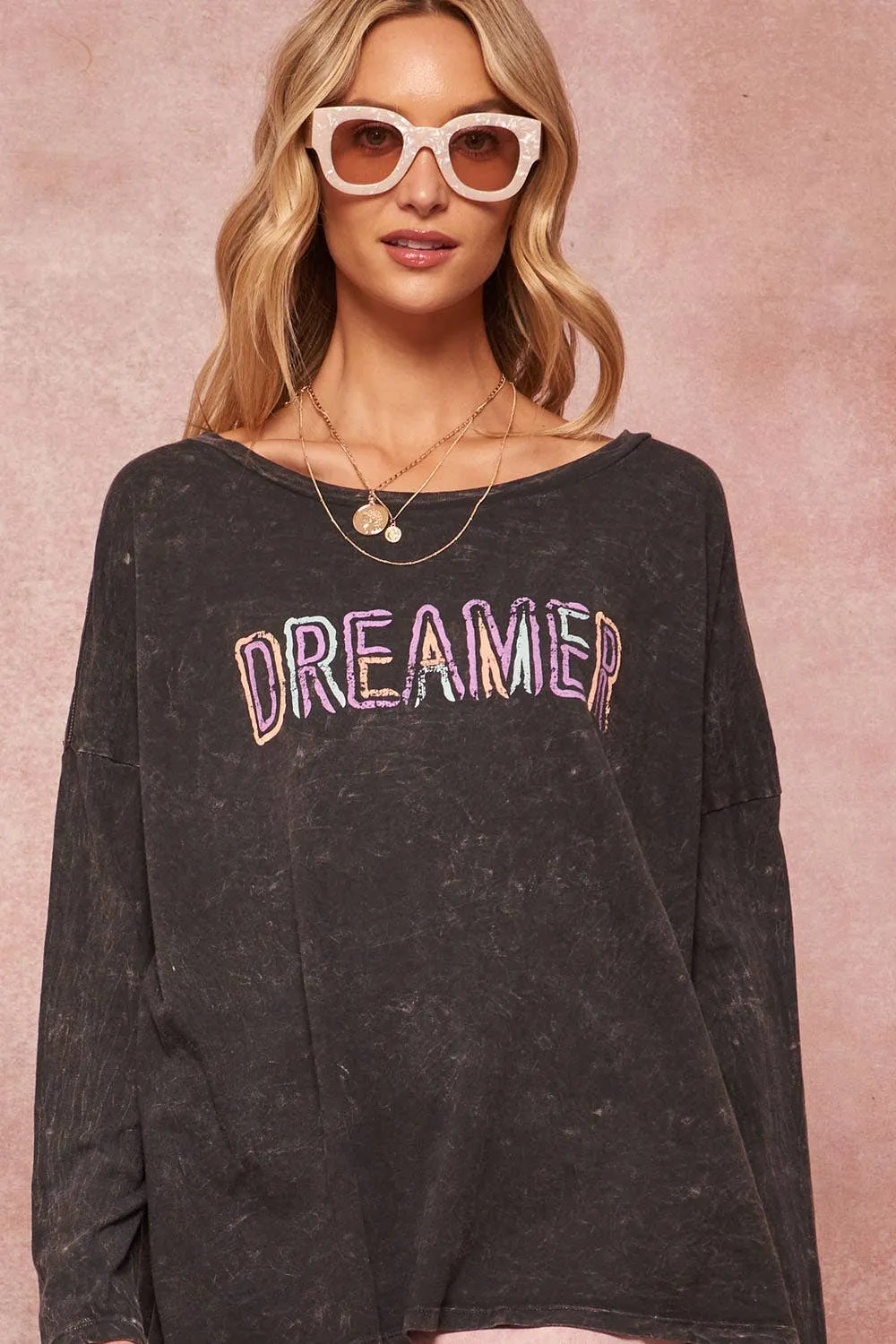 Sale Dreamer Vintage Washed Long-Sleeve Graphic Tee