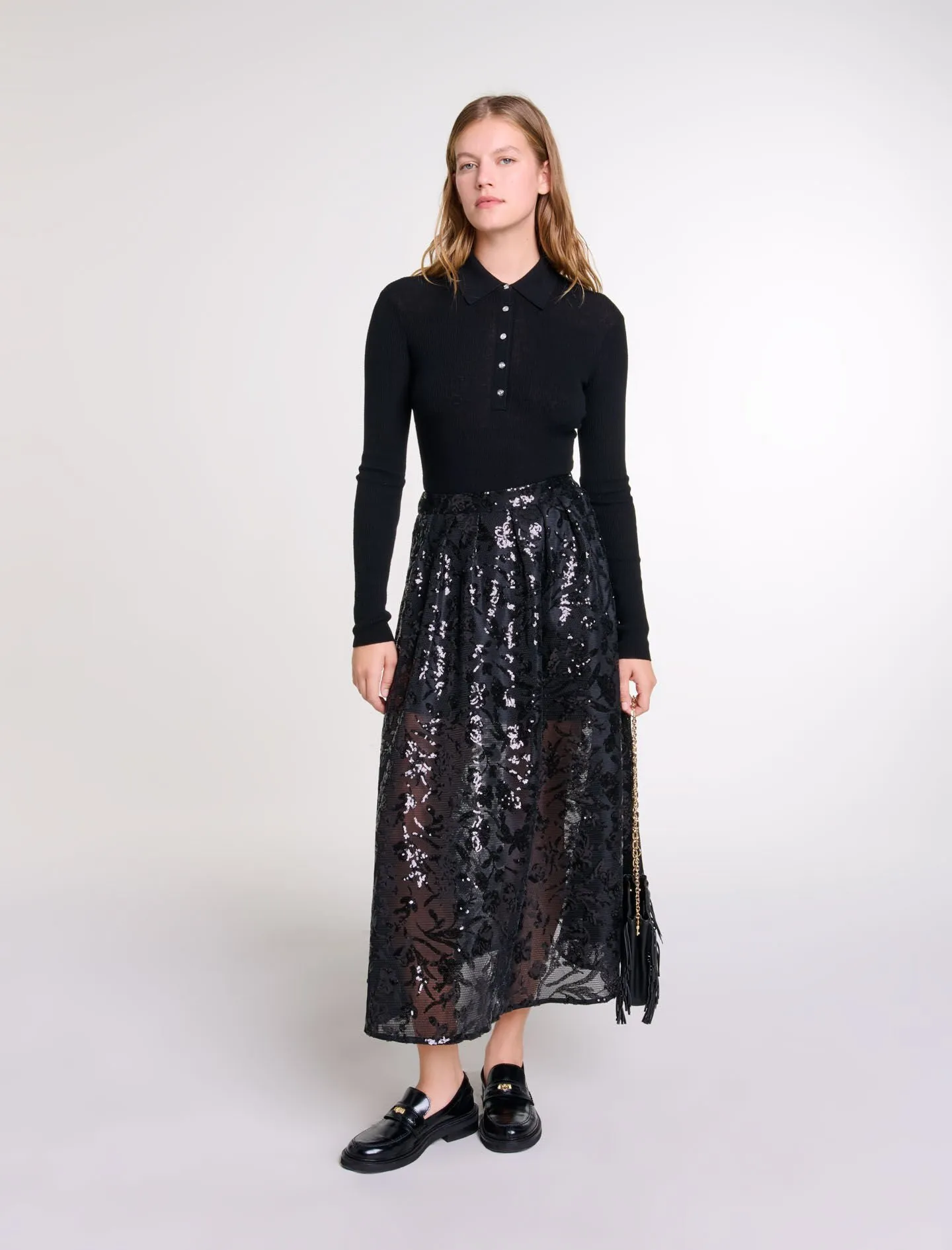 Sequin maxi skirt