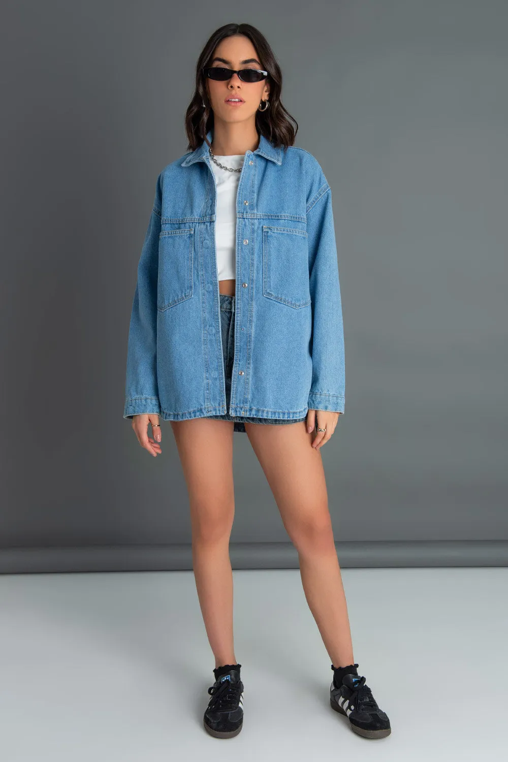 Sobrecamisa de denim manga larga