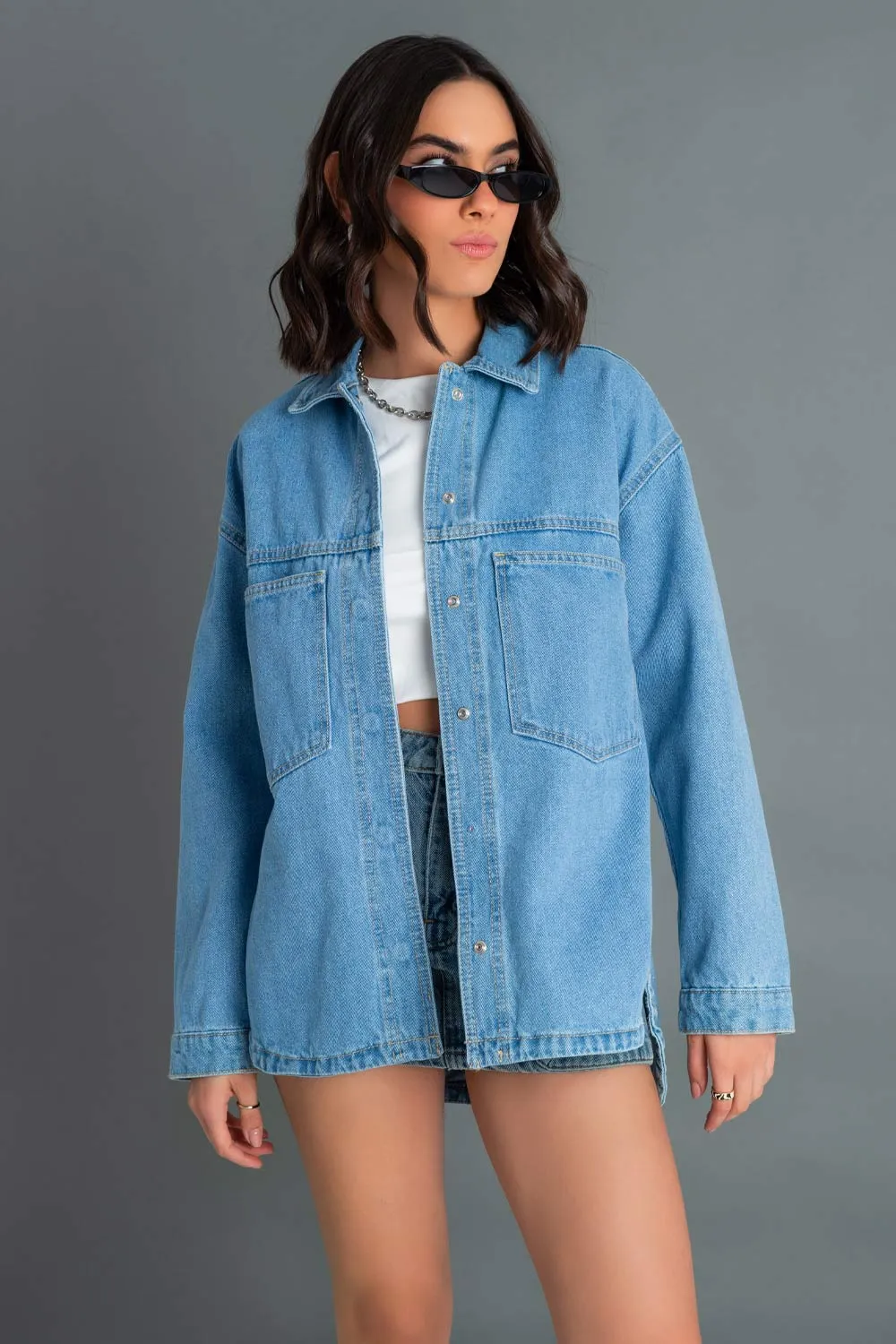 Sobrecamisa de denim manga larga