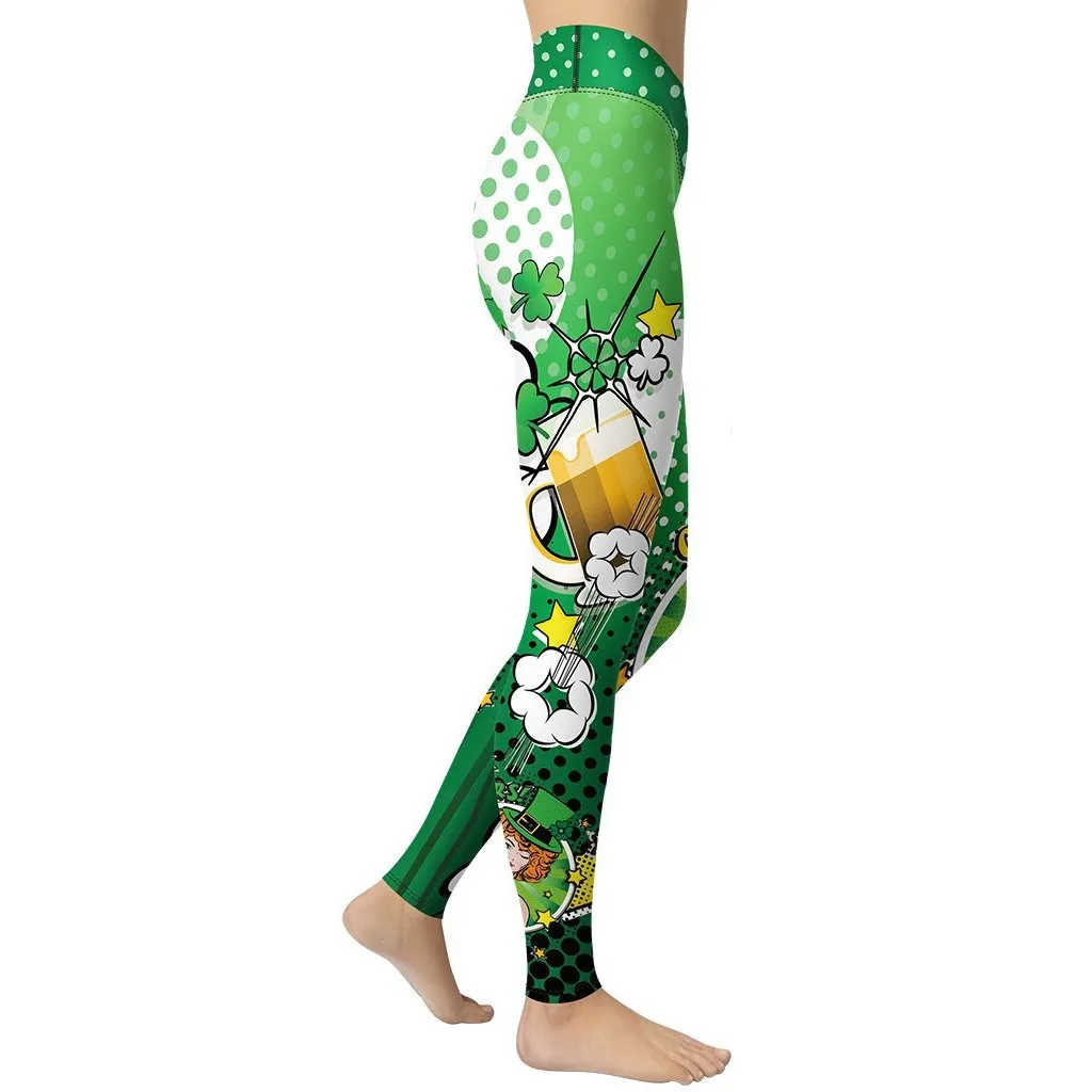 St. Patrick's Pop Art Yoga Leggings
