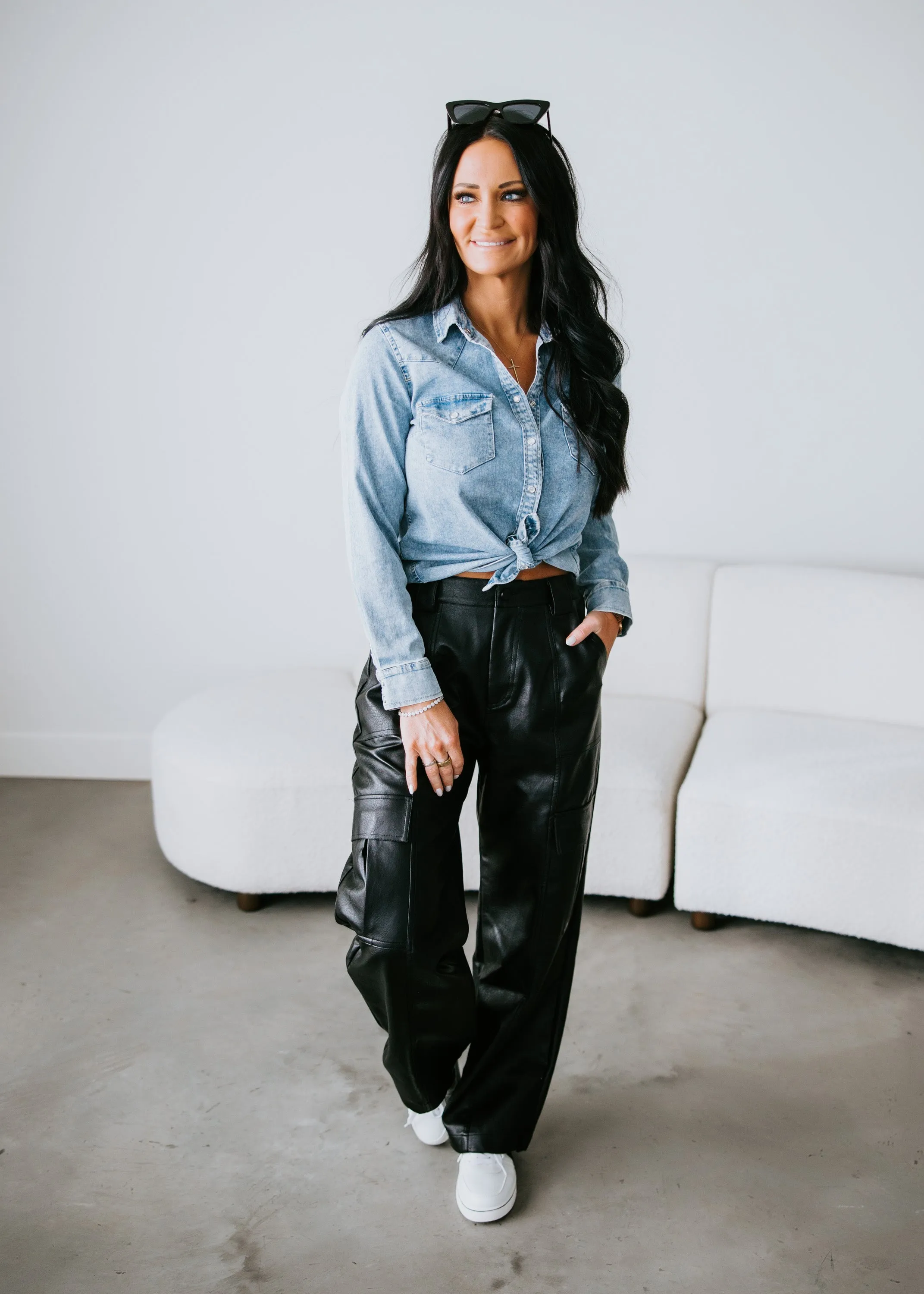 Stevey Vegan Leather Cargo Pants
