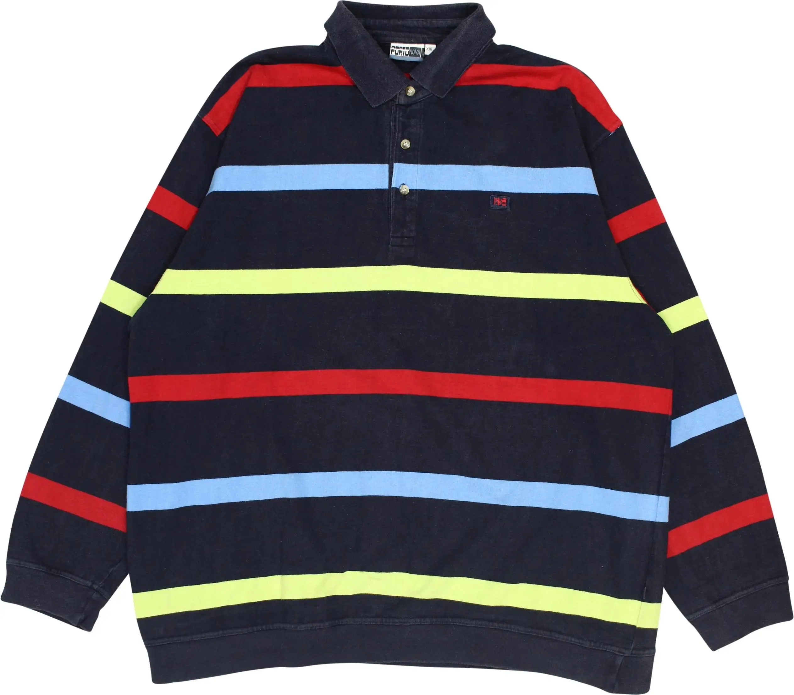 Striped Long Sleeve Polo Shirt | ThriftTale