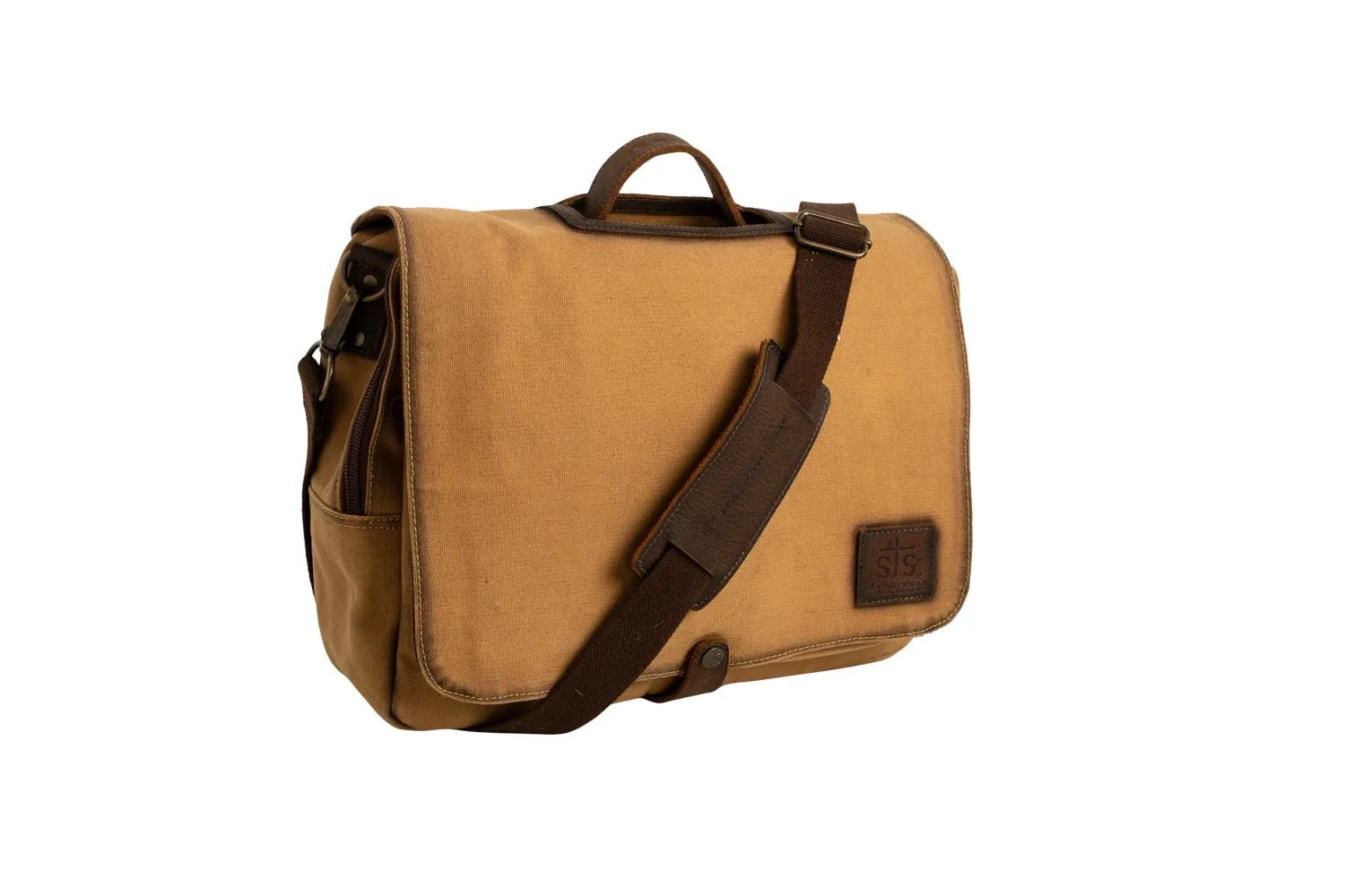 STS Ranchwear Mens Buffalo Creek Tan/Chestnut Buffalo Leather Messenger Bag