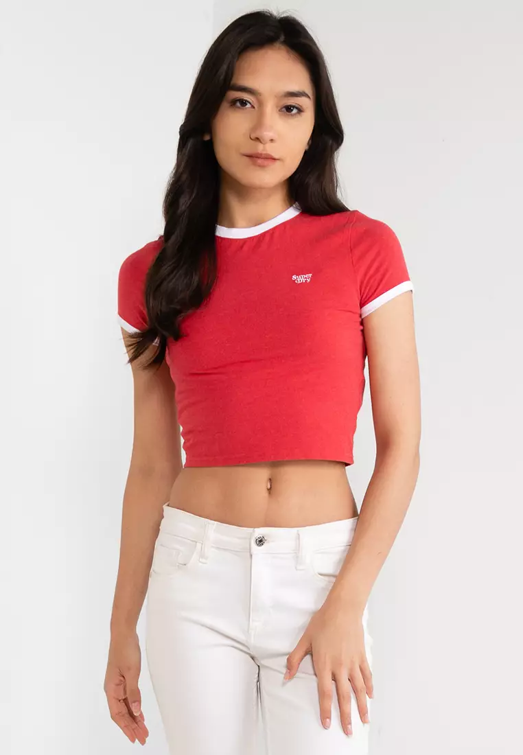 Superdry Organic Cotton Vintage Ringer Crop T-shirt - Original & Vintage