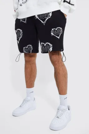 Tall Gothic Heart Printed Short