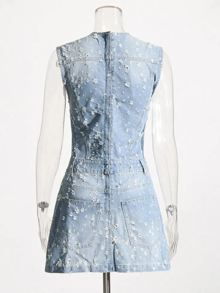 Tatiana Distressed Denim Mini