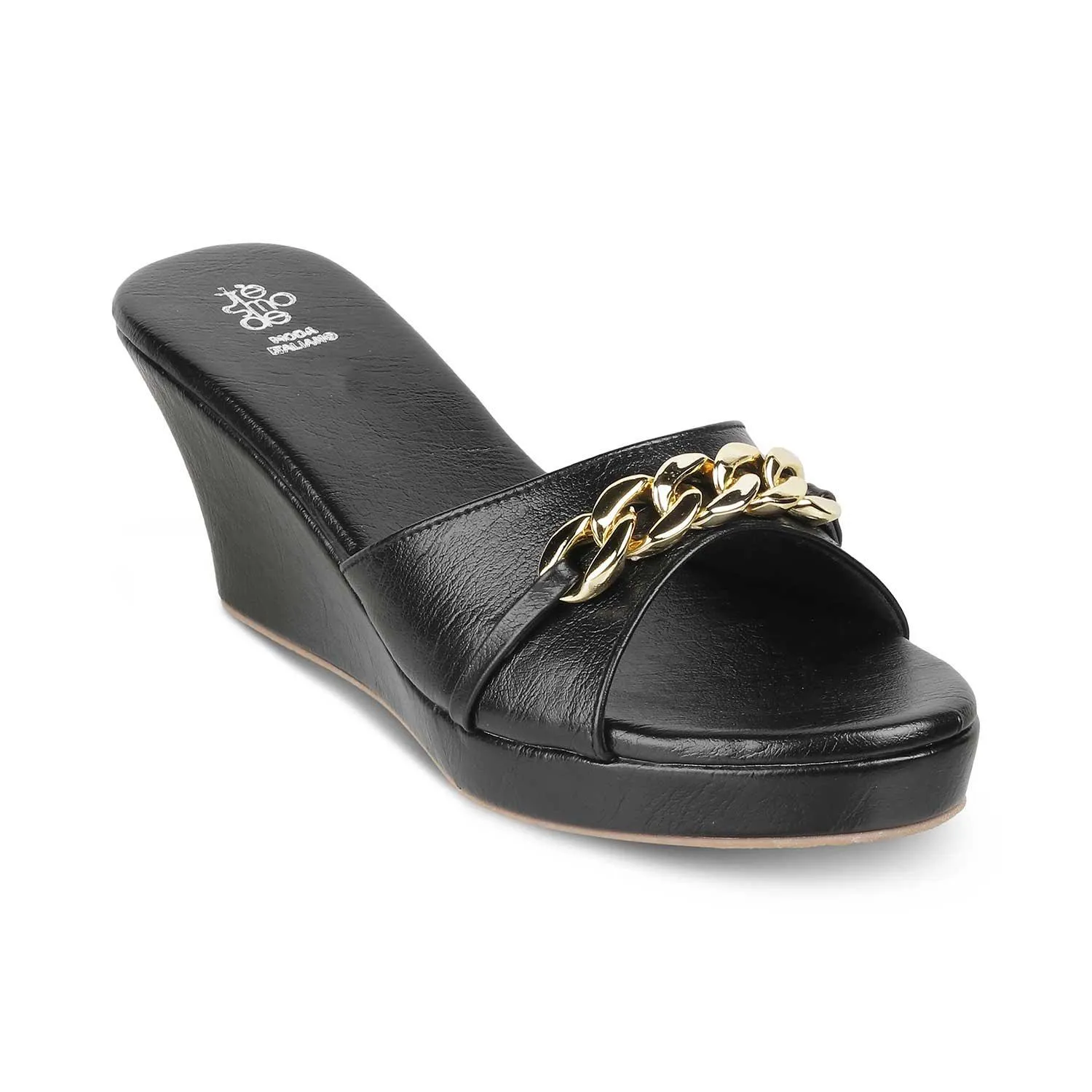 The Chain Black Women's Dress Wedge Sandals Tresmode