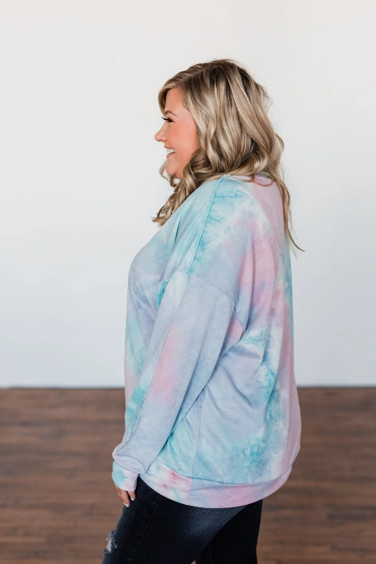 Tie Dye Pullover Top- Pink, Blue, & Purple