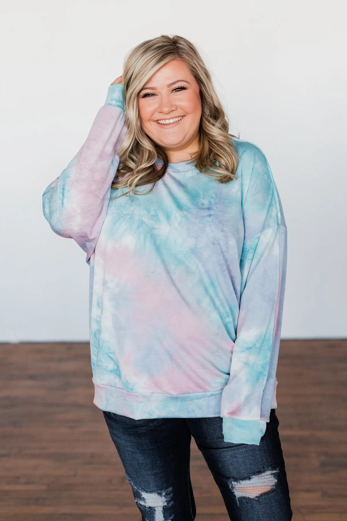 Tie Dye Pullover Top- Pink, Blue, & Purple