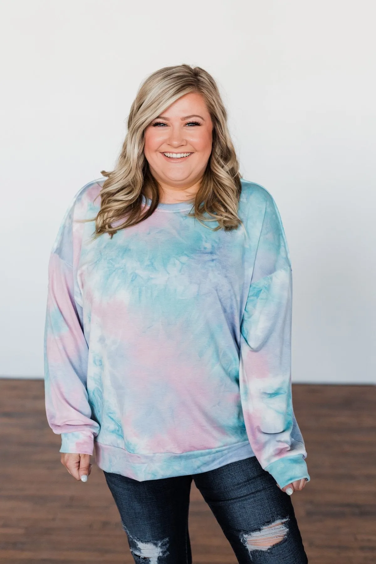 Tie Dye Pullover Top- Pink, Blue, & Purple