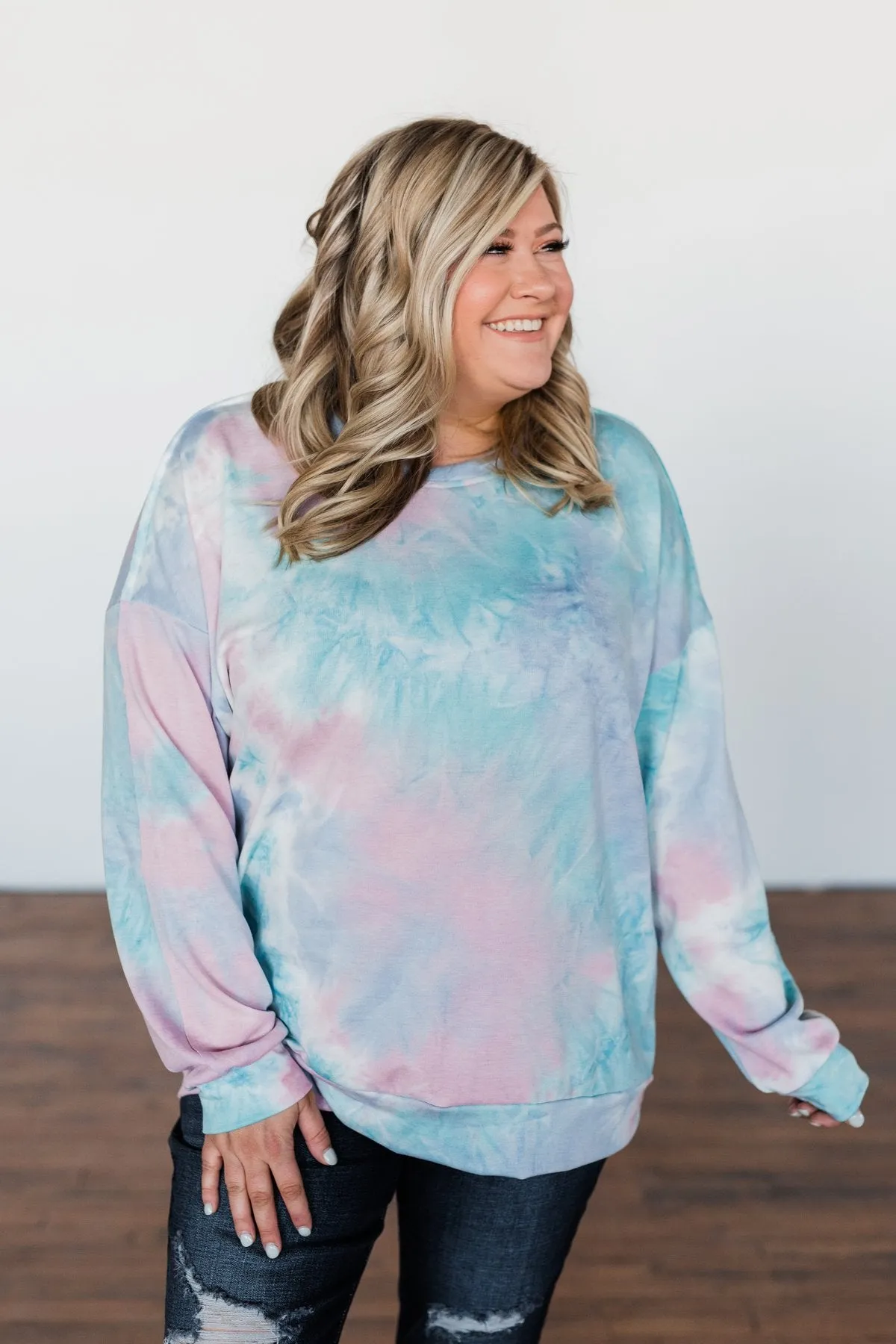 Tie Dye Pullover Top- Pink, Blue, & Purple