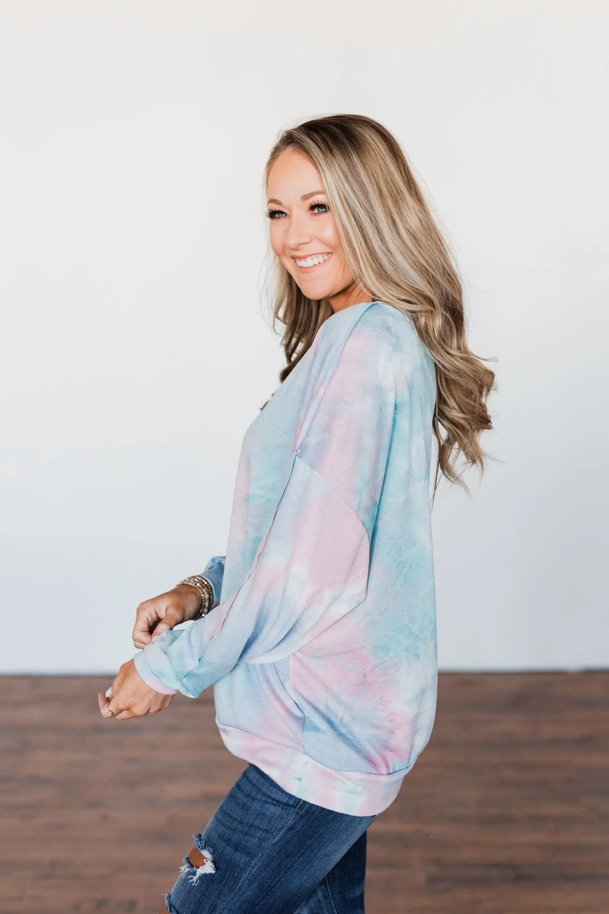 Tie Dye Pullover Top- Pink, Blue, & Purple