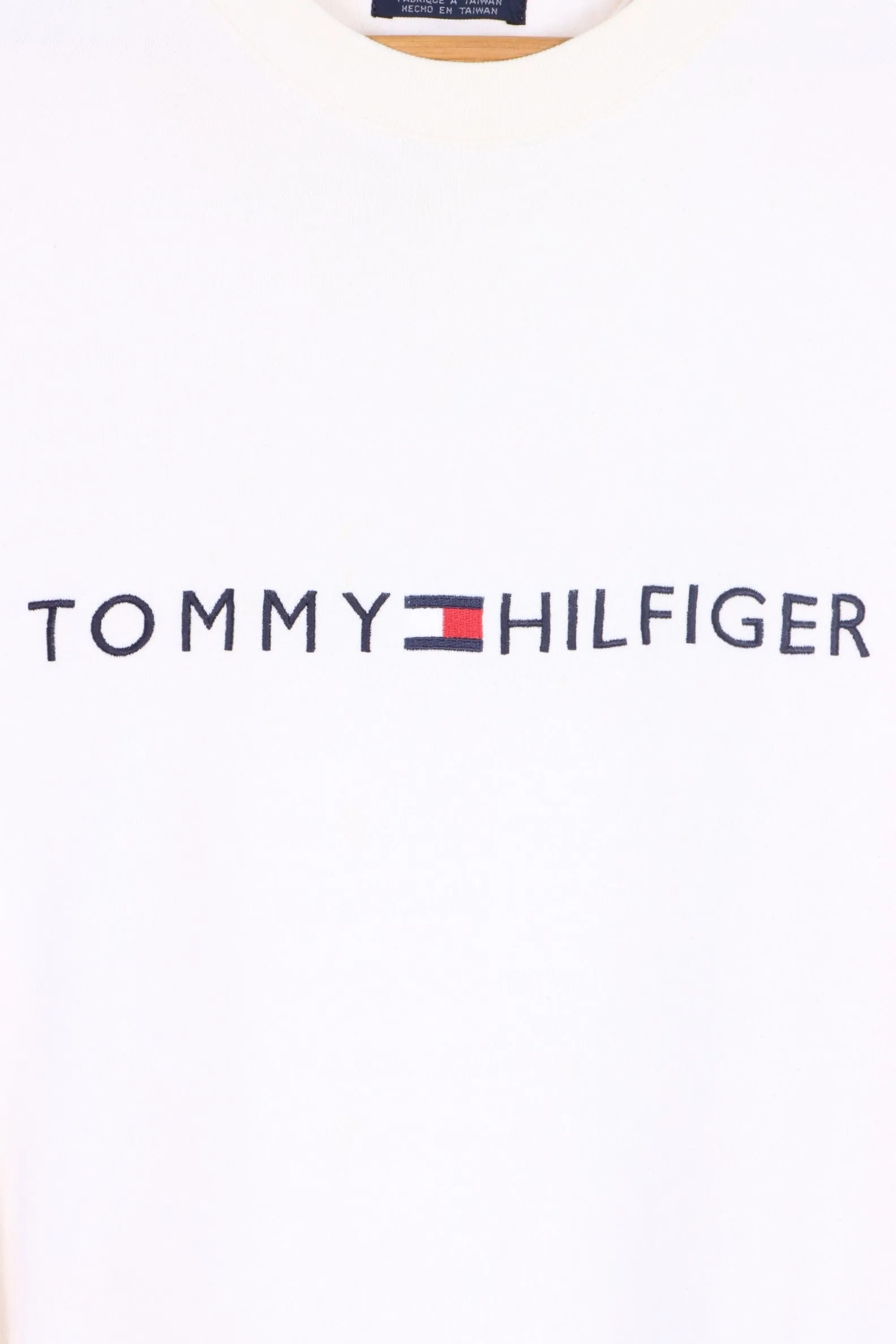 TOMMY HILFIGER Embroidered Box Logo Cream Boxy Sweatshirt (L)