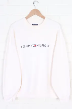 TOMMY HILFIGER Embroidered Box Logo Cream Boxy Sweatshirt (L)