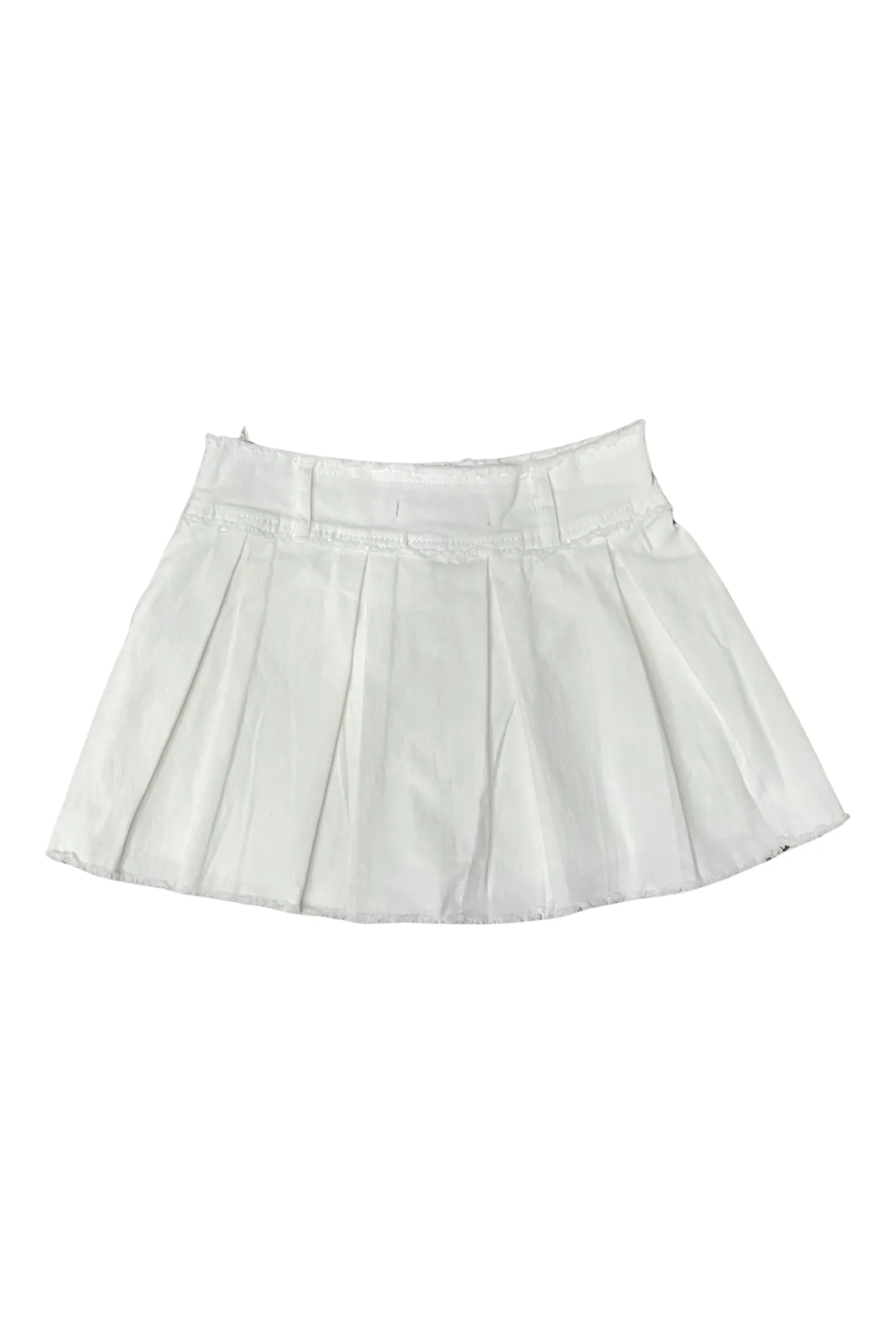 White Denim Pleated Skort