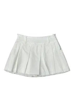 White Denim Pleated Skort