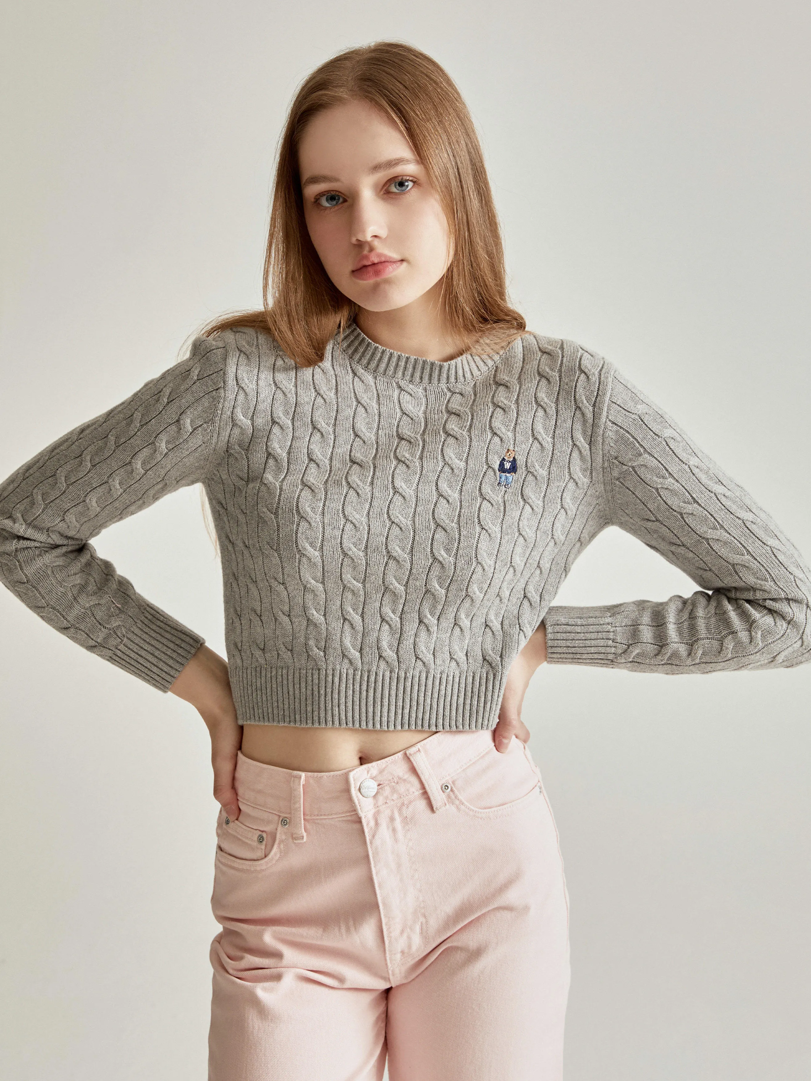 WHO.A.U  |Steve R-neck Cropped Cable Pullover (4Colors)  WHKAD1111F