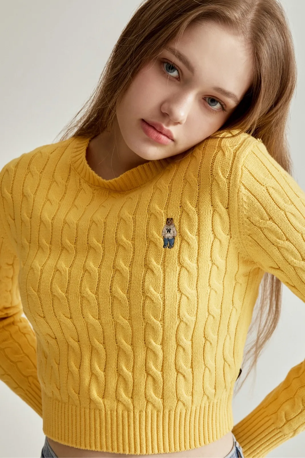 WHO.A.U  |Steve R-neck Cropped Cable Pullover (4Colors)  WHKAD1111F